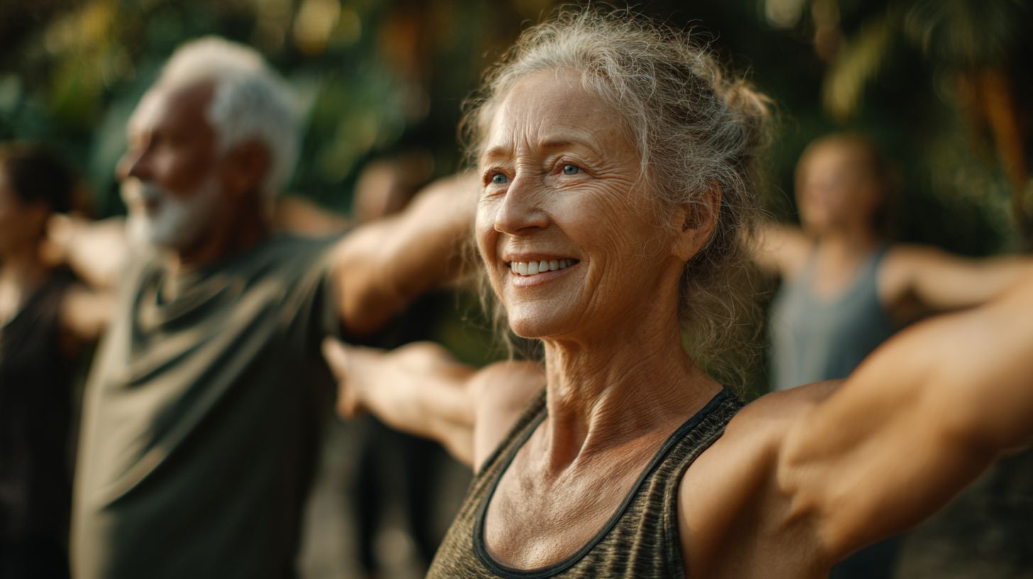 Familie activă practicând exerciții în aer liber, generații multiple unite prin mișcare